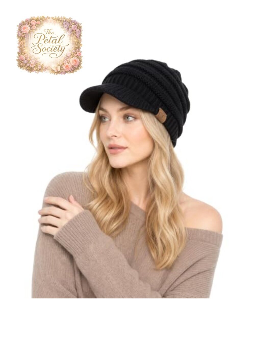 Ribbed Knit Beanie Hat with Brim 100% Acrylic One Size Winter